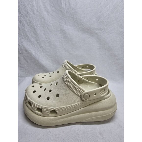 CROCS Classic Crush Clog Bone Tan Slip On Platform Sandal Women's Size 7/ Mens 5 - Picture 5 of 16